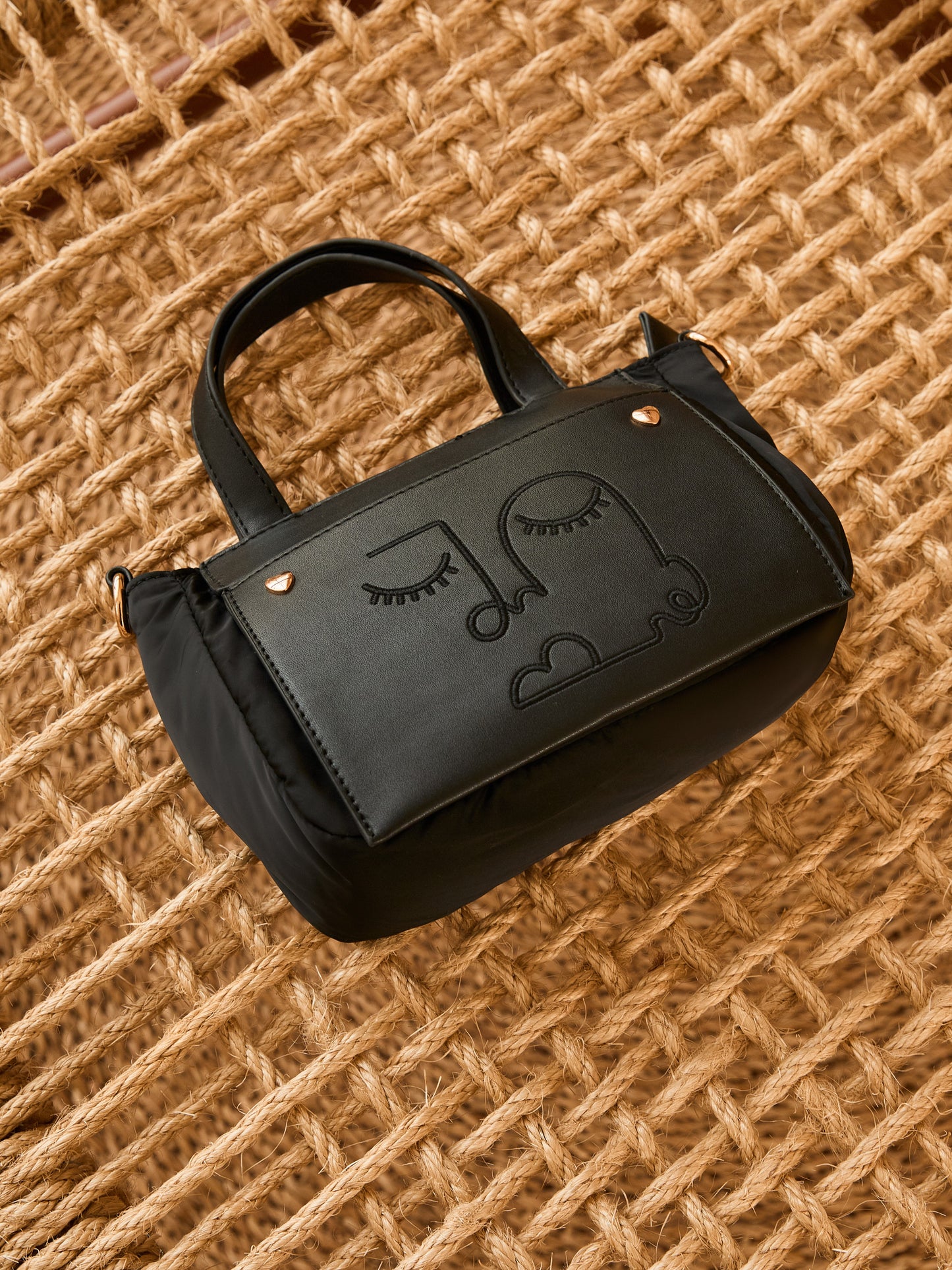 Sleeping Beauty Mini Puffer Bag – Black